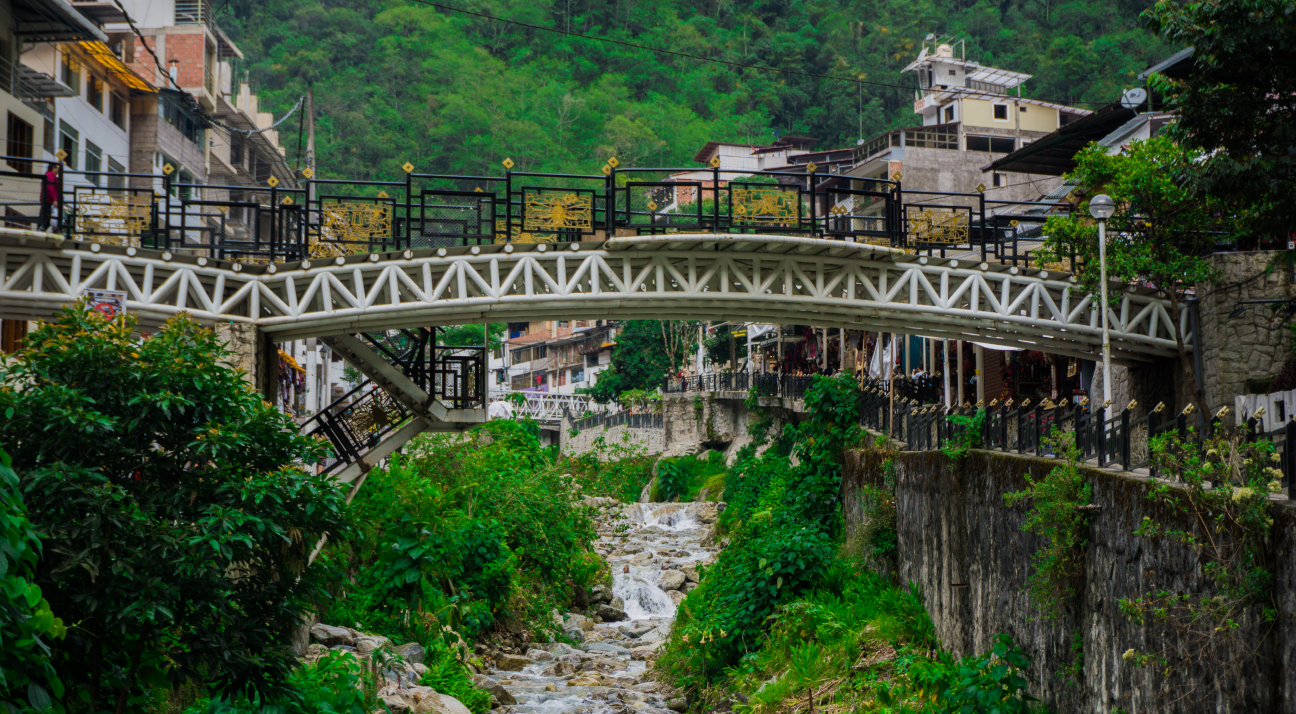 Stroll across the Aguas Calientes Bridge